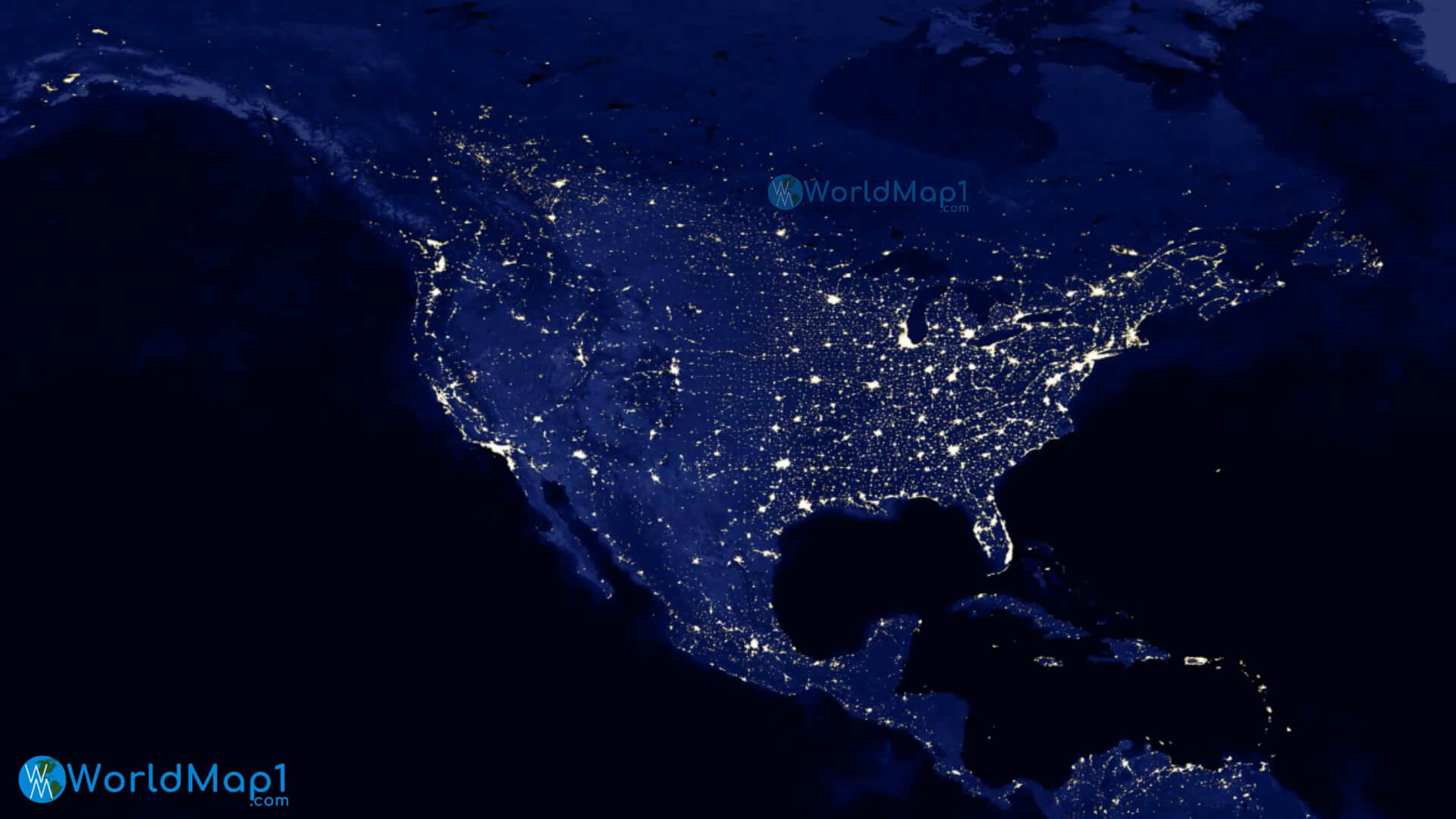 North Ameria Map at Night